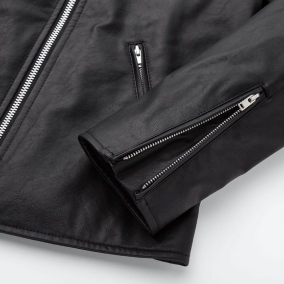 Uniqlo Vegan Faux Leather Biker Moto Jacket M New - Picture 7 of 8